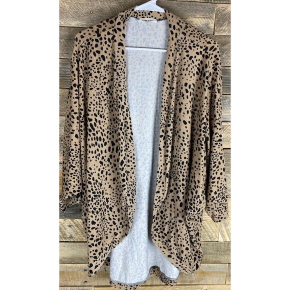 Cream n Sugar Women's XL Leopard Print Open Front Sweater Cardigan - Picture 1 of 10